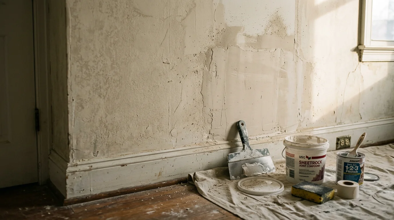 A repaired interior wall and restored door frame inside an older home in Halethorpe, MD, showing clean finished work completed by R&R Construction And Restoration Service's LLC.